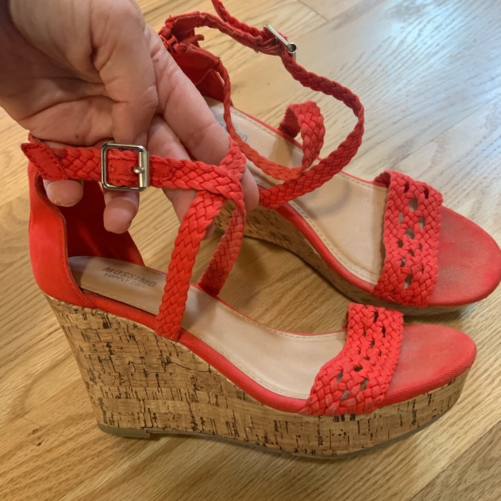 Y2K Mossimo Supply Co. Dark Coral Braided Wedge Sandals